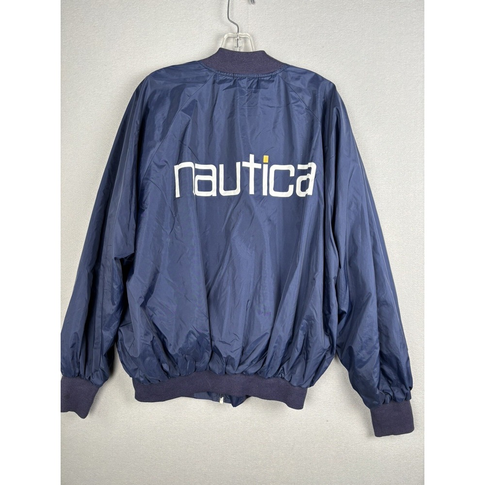 VINTAGE Nautica Men's Jacket Navy Full Zip Nylon Windbreaker Sailing OSFM 3126
